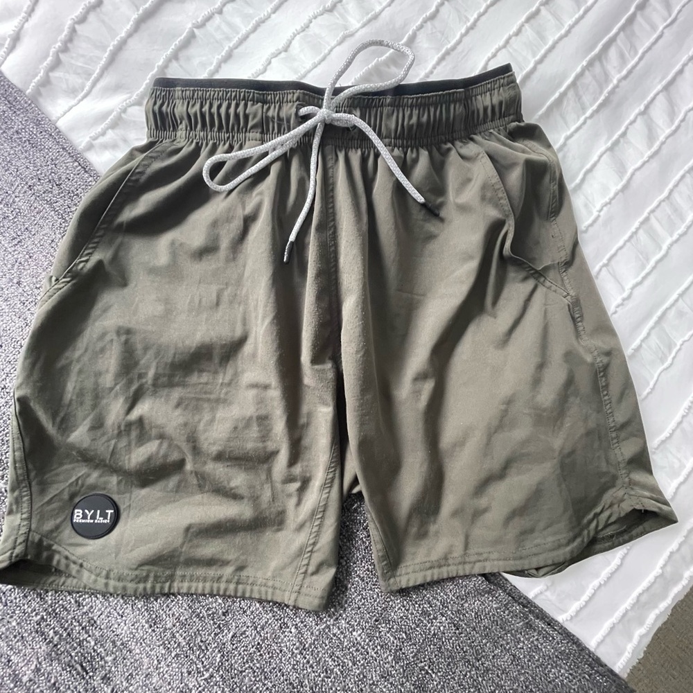 BYLT Basics Green Athletic Shorts with Elastic Waistband